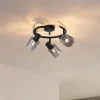 Moderne plafondlamp zwart met smoke glas wokkel 3-lichts - Cilin