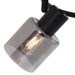 Moderne plafondlamp zwart met smoke glas wokkel 3-lichts - Cilin