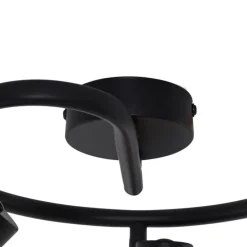 Moderne plafondlamp zwart met smoke glas wokkel 3-lichts - Cilin