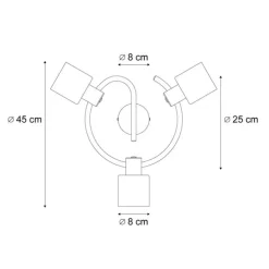 Moderne plafondlamp zwart met smoke glas wokkel 3-lichts - Cilin