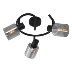 Moderne plafondlamp zwart met smoke glas wokkel 3-lichts - Cilin