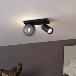 Moderne plafondlamp zwart 2-lichts kantelbaar - Lesly