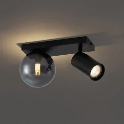 Moderne plafondlamp zwart 2-lichts kantelbaar - Lesly