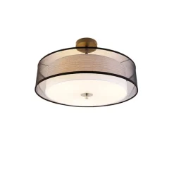 Moderne plafondlamp zwart met wit 50 cm 3-lichts - Drum Duo