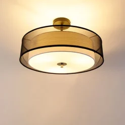 Moderne plafondlamp zwart met wit 50 cm 3-lichts - Drum Duo