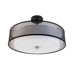 Moderne plafondlamp zwart met wit 50 cm 3-lichts - Drum Duo