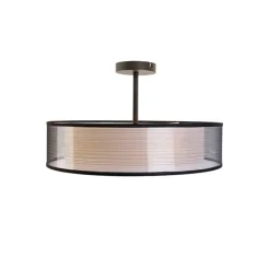 Moderne plafondlamp zwart met wit 50 cm 3-lichts - Drum Duo
