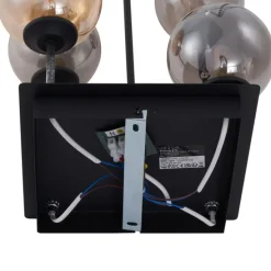 Moderne plafondlamp zwart met amber en smoke glas 5-lichts - Athens