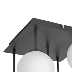Moderne plafondlamp zwart met opaal glas 5-lichts- Athens