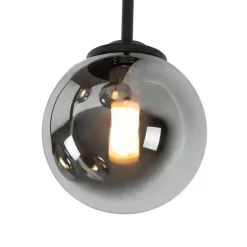 Moderne plafondlamp zwart 5-lichts met smoke glas - Athens