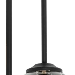 Moderne plafondlamp zwart 5-lichts met smoke glas - Athens