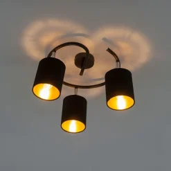 Moderne plafondlamp zwart 3-lichts - Lofty