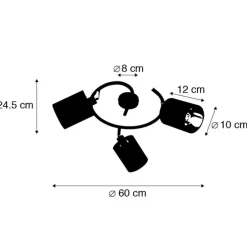 Moderne plafondlamp zwart 3-lichts - Lofty