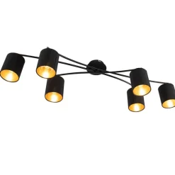 Moderne plafondlamp zwart 6-lichts - Lofty