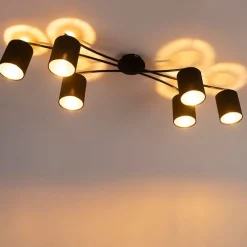 Moderne plafondlamp zwart 6-lichts - Lofty