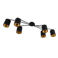 Moderne plafondlamp zwart 6-lichts - Lofty