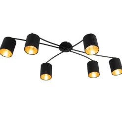 Moderne plafondlamp zwart 6-lichts - Lofty