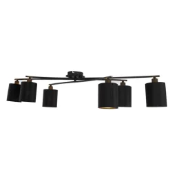 Moderne plafondlamp zwart 6-lichts - Lofty