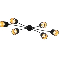 Moderne plafondlamp zwart 6-lichts - Lofty