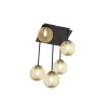 Moderne plafondlamp zwart met goud 5-lichts - Athens Wire