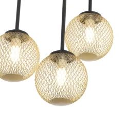 Moderne plafondlamp zwart met goud 5-lichts - Athens Wire