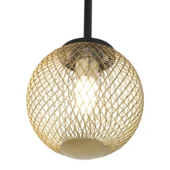 Moderne plafondlamp zwart met goud 5-lichts - Athens Wire