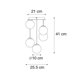 Moderne plafondlamp zwart met goud 5-lichts - Athens Wire