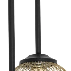 Moderne plafondlamp zwart met goud 5-lichts - Athens Wire
