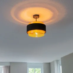 Moderne plafondlamp zwart met goud - Elif
