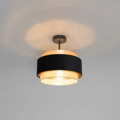 Moderne plafondlamp zwart met goud - Elif