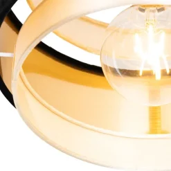 Moderne plafondlamp zwart met goud - Elif