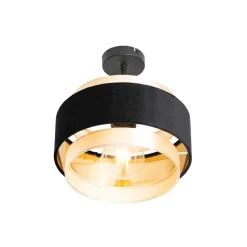 Moderne plafondlamp zwart met goud - Elif