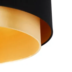 Moderne plafondlamp zwart met goud 47 cm duo kap - Combi