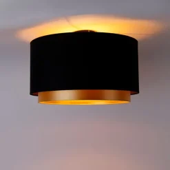 Moderne plafondlamp zwart met goud 47 cm duo kap - Combi