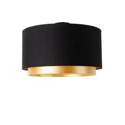 Moderne plafondlamp zwart met goud 47 cm duo kap - Combi