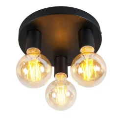 Moderne plafondlamp zwart rond - Facil 3