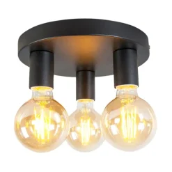 Moderne plafondlamp zwart rond - Facil 3