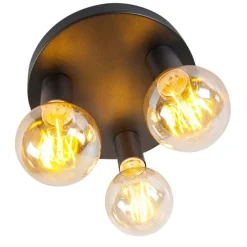 Moderne plafondlamp zwart rond - Facil 3