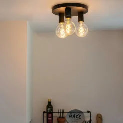 Moderne plafondlamp zwart rond - Facil 3