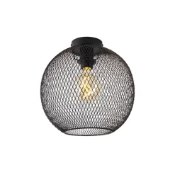 Moderne plafondlamp zwart 30 cm - Mesh Ball