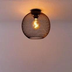 Moderne plafondlamp zwart 30 cm - Mesh Ball