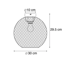 Moderne plafondlamp zwart 30 cm - Mesh Ball