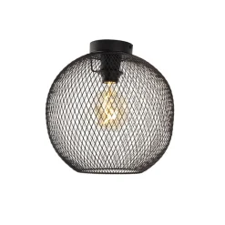 Moderne plafondlamp zwart 30 cm - Mesh Ball