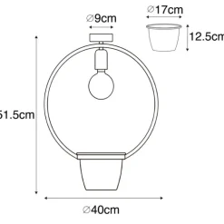 Moderne plafondlamp zwart met glas rond - Roslini