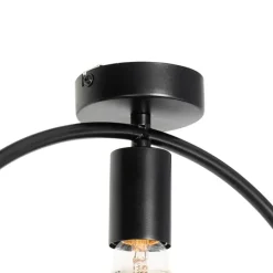 Moderne plafondlamp zwart met glas rond - Roslini