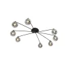 Moderne plafondlamp zwart 8-lichts met smoke glas - Athens