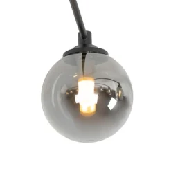 Moderne plafondlamp zwart 8-lichts met smoke glas - Athens