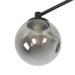 Moderne plafondlamp zwart 8-lichts met smoke glas - Athens