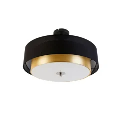 Moderne plafondlamp zwart met goud 50 cm 3-lichts - Drum Duo