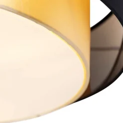 Moderne plafondlamp zwart met goud 50 cm 3-lichts - Drum Duo